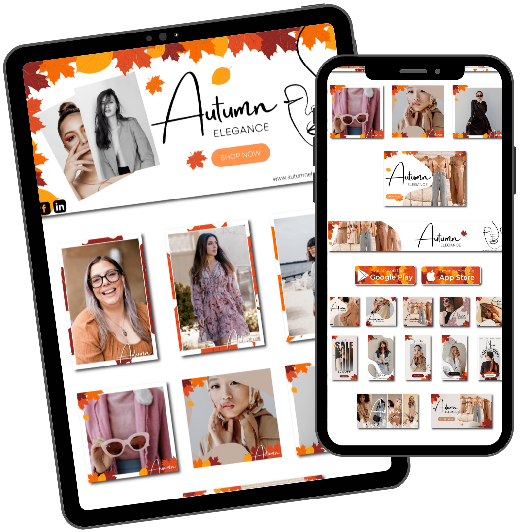 Autumn Elegance E-Commerce Canva Template Pack