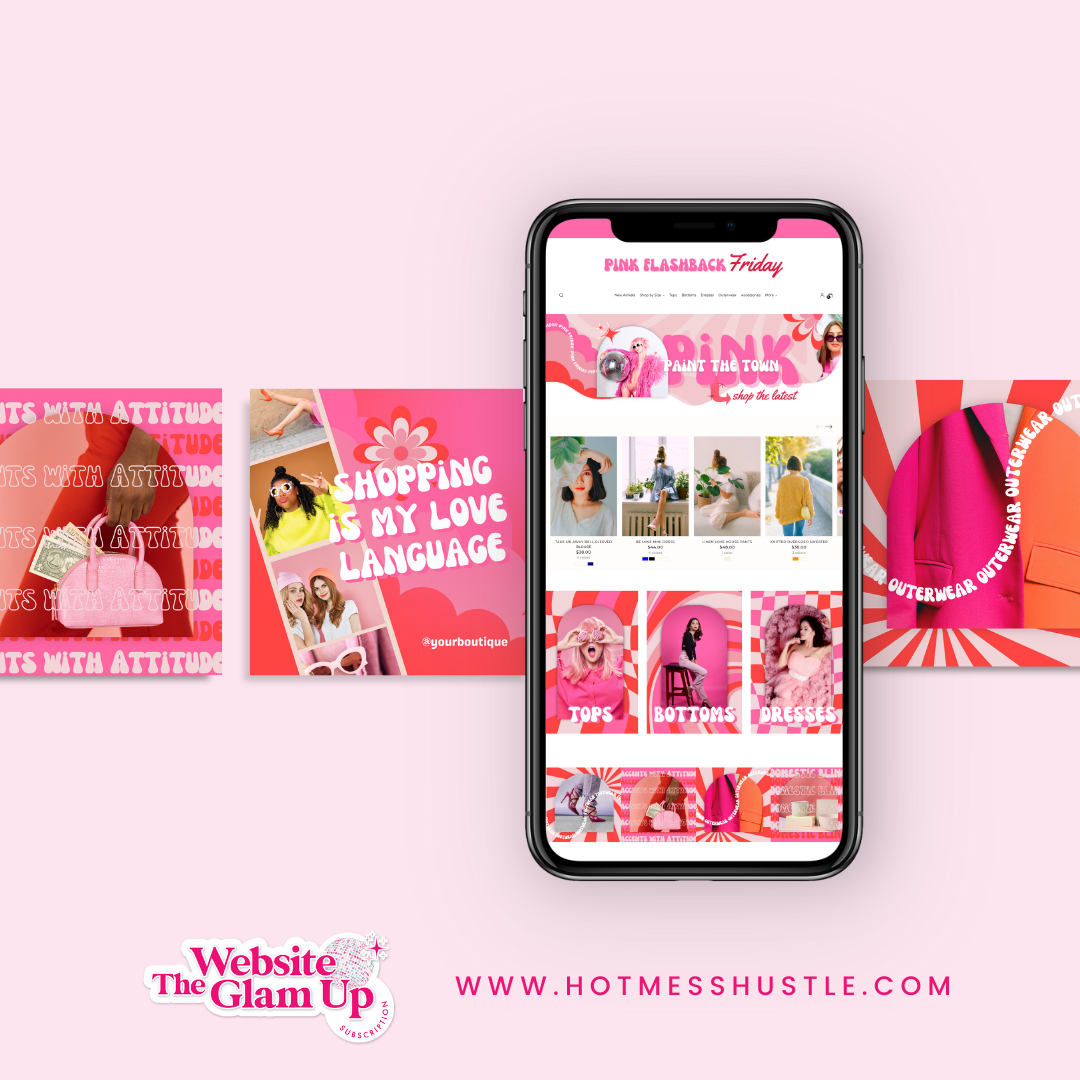 Pink Flashback Friday E-Commerce Canva Template Pack