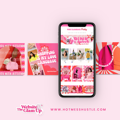 Pink Flashback Friday E-Commerce Canva Template Pack